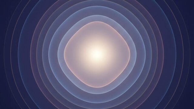 中心に淡く光る点があり、そこから静かに広がる波紋。